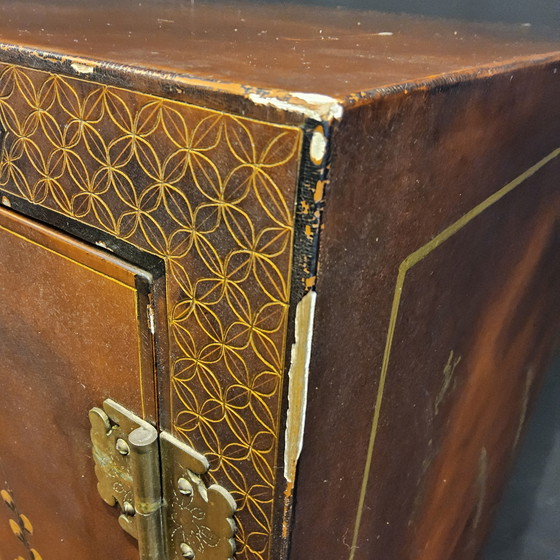 Image 1 of Mobile cinese rosso vintage uccelli, fiori / mobile bohémien / mobile orientale / mobile cinese rosso