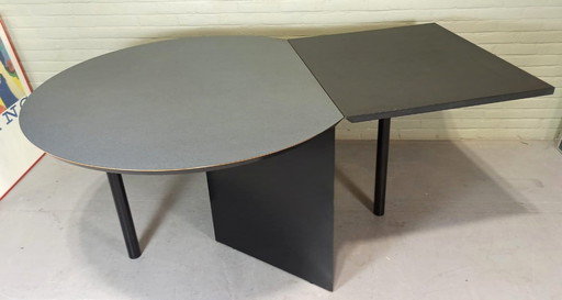 Vintage Postmodern Geometric Extendable Dining Table 