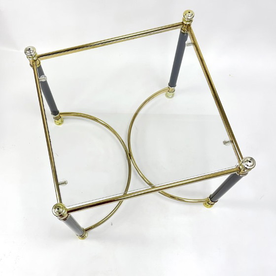 Image 1 of Hollywood Regency Side Table, Brass and Glass, 1970s, Maison Jansen Style