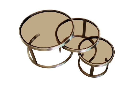 Image 1 of Tavoli di appoggio in acciaio inox e vetro fumé.