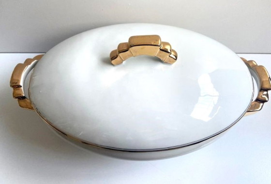 Image 1 of Soupière Légumier Plat de Service Centre de Table Porcelaine Fine Non Signée Art