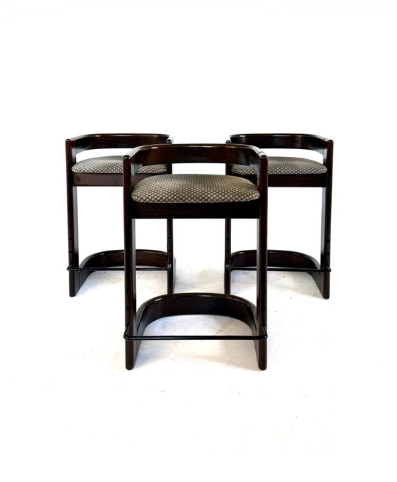 Image 1 of 3x Barhocker im Stil des Brutalismus, Willy Rizzo Stil ’80