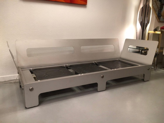 Image 1 of Braunes Leder und eloxiertes Sofa von Sigurd Ressel für Vatne Mobler, Norwegen 1968