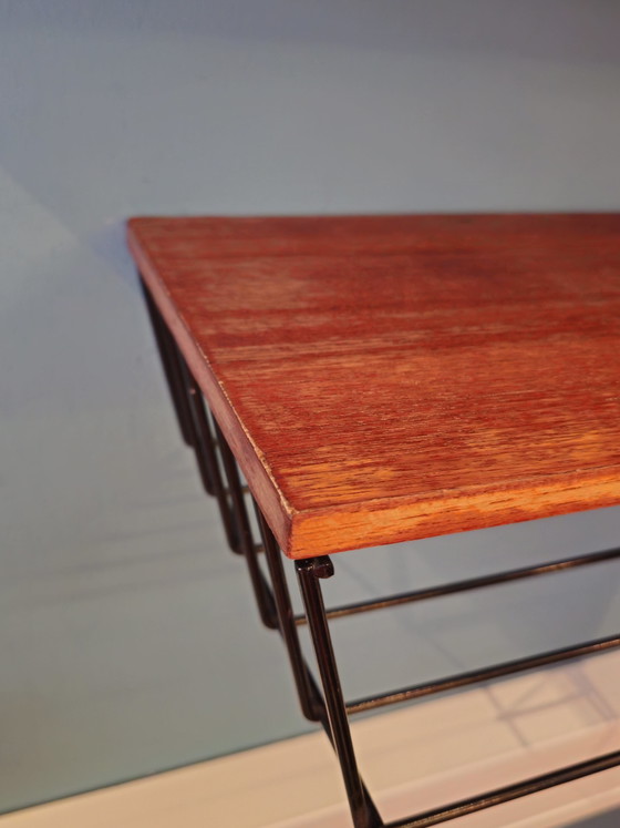 Image 1 of Vintage Midcentury Wall Cabinet Wall Rack Steel Teak Veneer