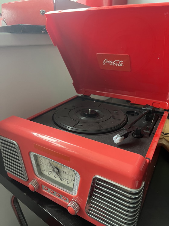 Image 1 of Coca cola retro platenspeler / radio / klok