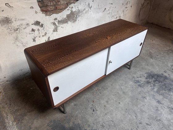 Image 1 of Vintage Pastoe sideboard – wenge & white sliding doors