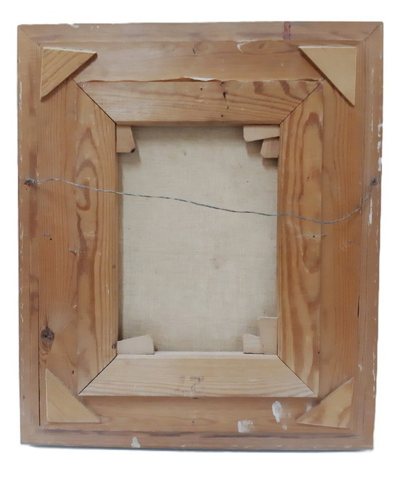 Image 1 of Peinture à l'huile originale vintage sur toile, vase de fleurs, signée