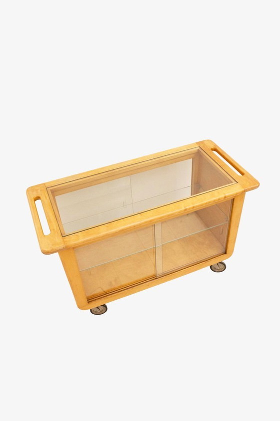 Jaren 50 Cees Braakman - Pastoe eikenhouten barcart – Serveerwagens, Glass, Wood (photo 4 of 9)