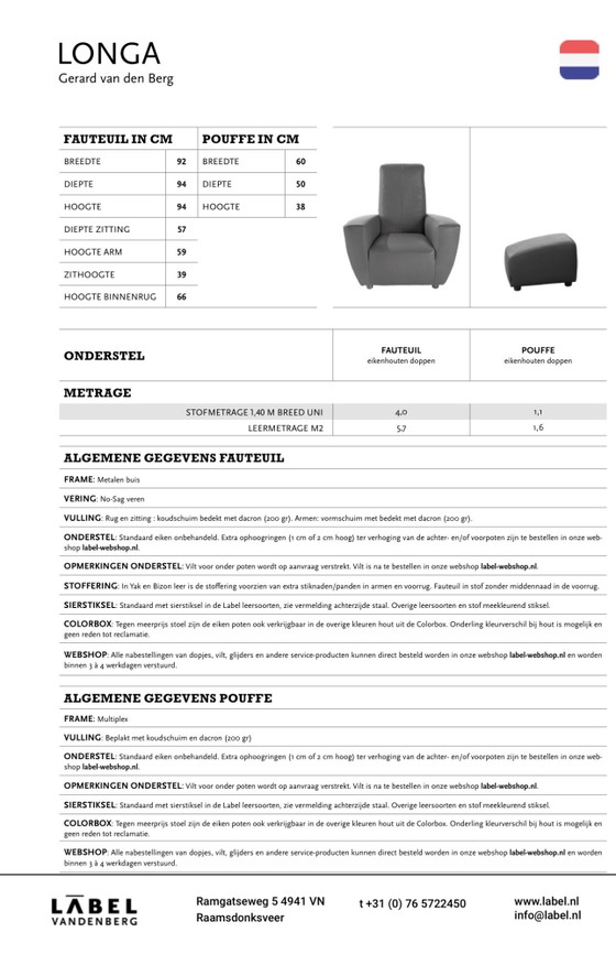 Image 1 of Label Longa fauteuil door Gerard van de Berg