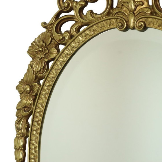 Image 1 of Miroir à crête en laiton français de style Louis XV