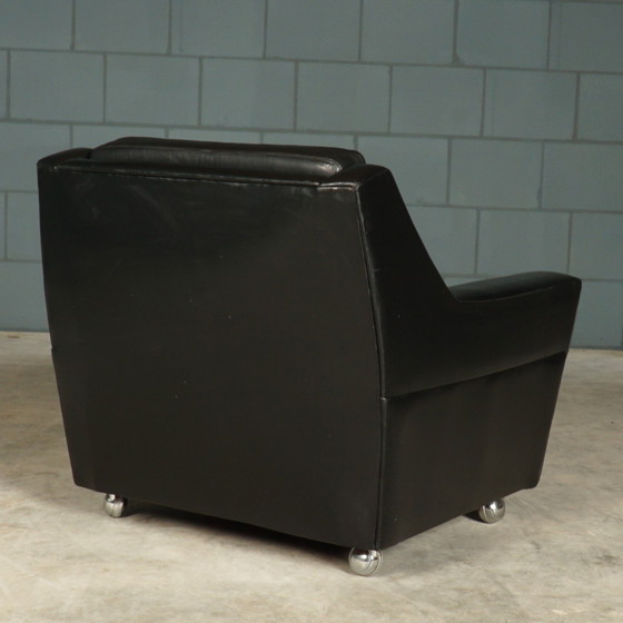 Image 1 of Fauteuil en cuir vintage - noir - années 1970