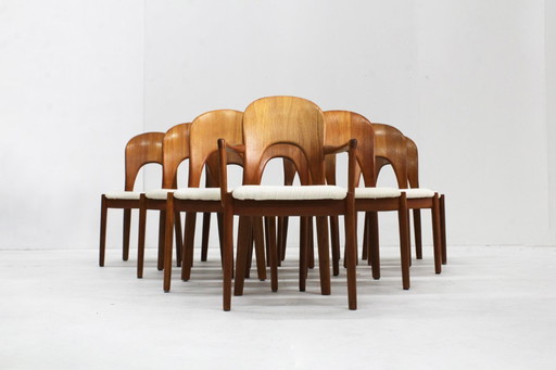 Vintage Deense Mid Century eetkamer stoelen Niels Koefoed teak , set van 10