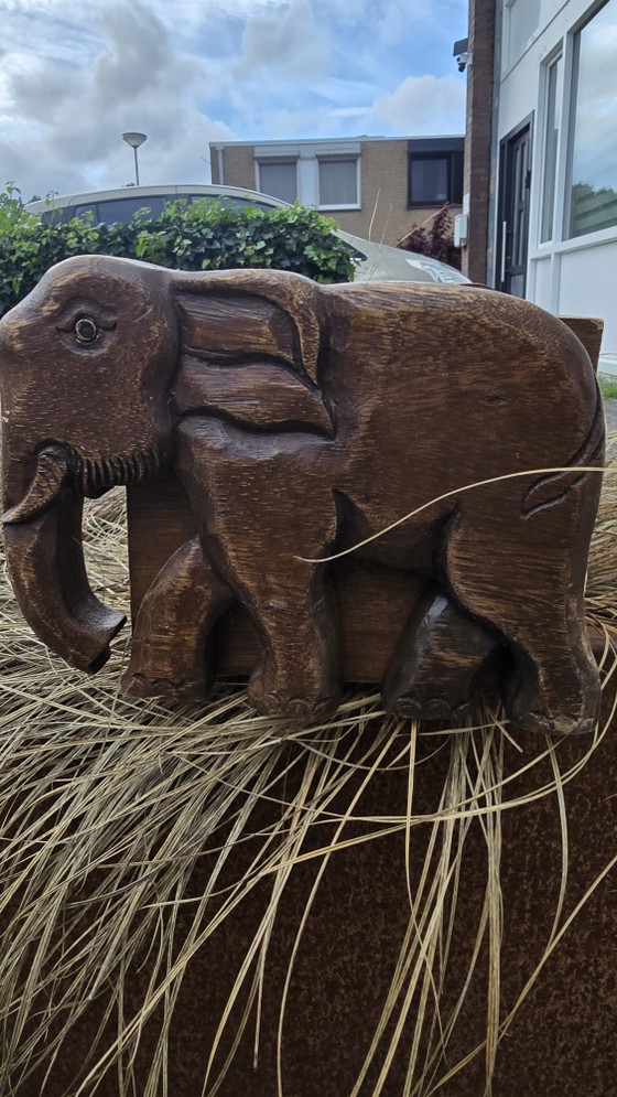 Vasi per piante elefante vintage in legno intagliato a mano / Vassoio da scrivania (35x20 cm) – Wood (photo 3 of 7)
