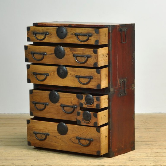 Japanese Tansu chest of drawers, circa 1870, Iron, Wood, Black (photo 4 of 18)