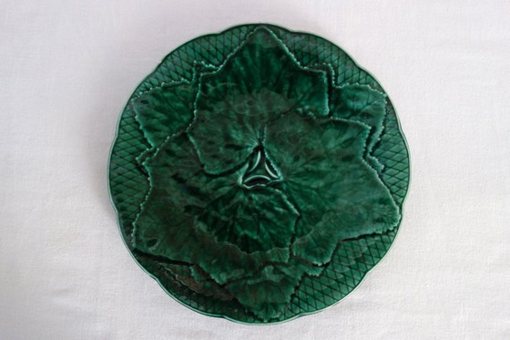 Image 1 of Servizio da dessert barbotine vintage con foglie di vite Gien