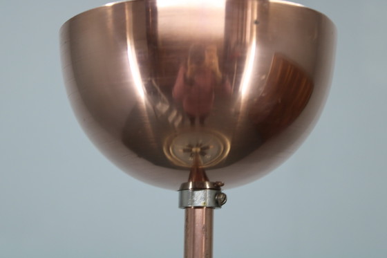 Image 1 of 1930s Bauhaus "UFO" Chandelier in Copper Finish by Josef Hurka, Czechoslovakia