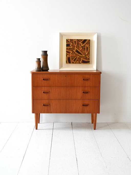 Scandinavische teakhouten ladekast met drie laden uit 1960