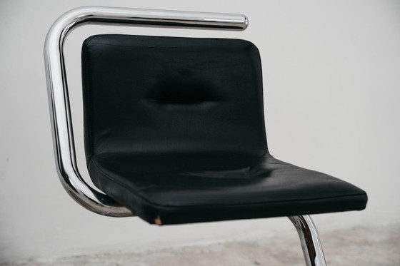Image 1 of Paar Luigi Bardini Design-Sessel aus den 1970er Jahren aus verchromtem Stahlrohr