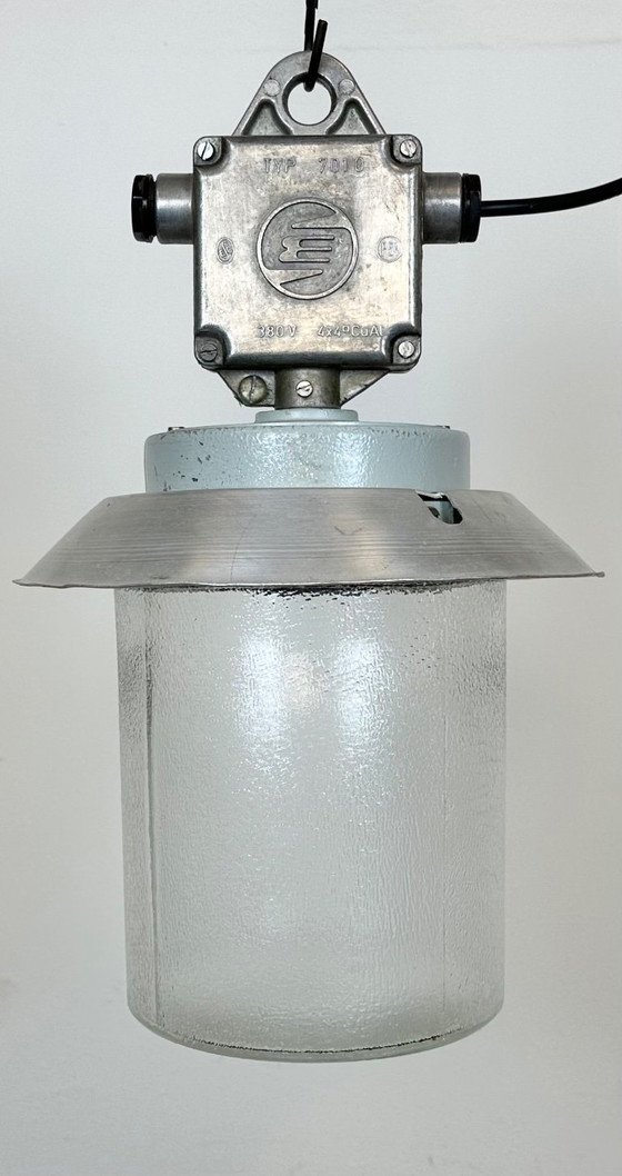 Image 1 of Industrial Aluminium Light with Glass Cover from Elektrosvit, 1970s