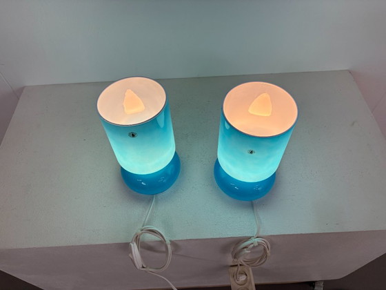 kea Lykta Blue Glass Table Lamp 1990's, Ikea, Vintage (photo 3 of 5)