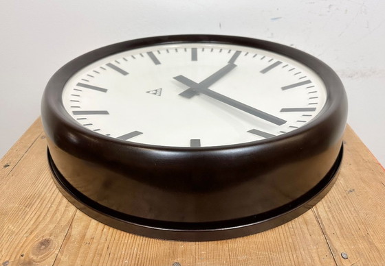 Image 1 of Large Industrial Bakelite Factory Wall Clock from Pragotron, 1960s