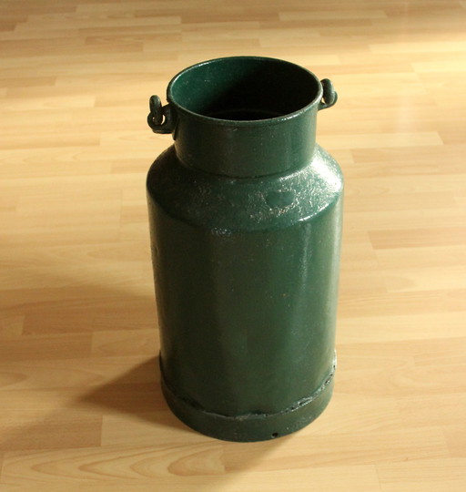 Umbrella stand - Original old milk can metal green - Vintage