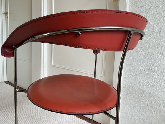 Image 1 of 4*eetkamerstoelen , merk Arrben, leer, cognackleur