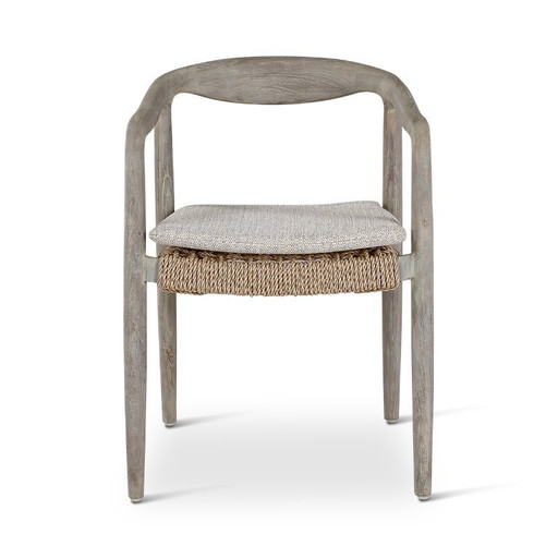 Teak armstoelen in grijs 6 stuks