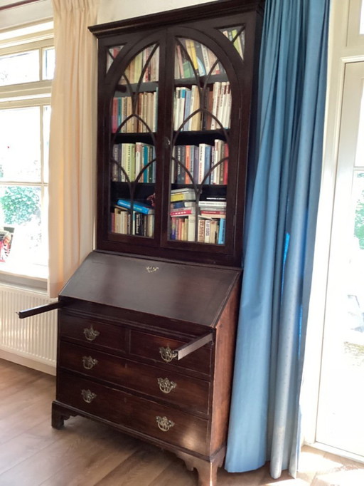 Bureau-bookcase eiken 18e eeuws Engels tweedelig