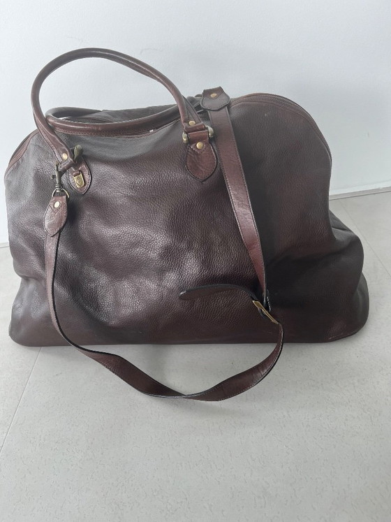 Image 1 of brown leather travel bag from Candy Corson leather atelier Amsterdam