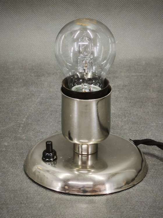 1930s Bauhaus Nickel-Plated Table Lamp, Czechoslovakia – Metal (photo 3 of 8)