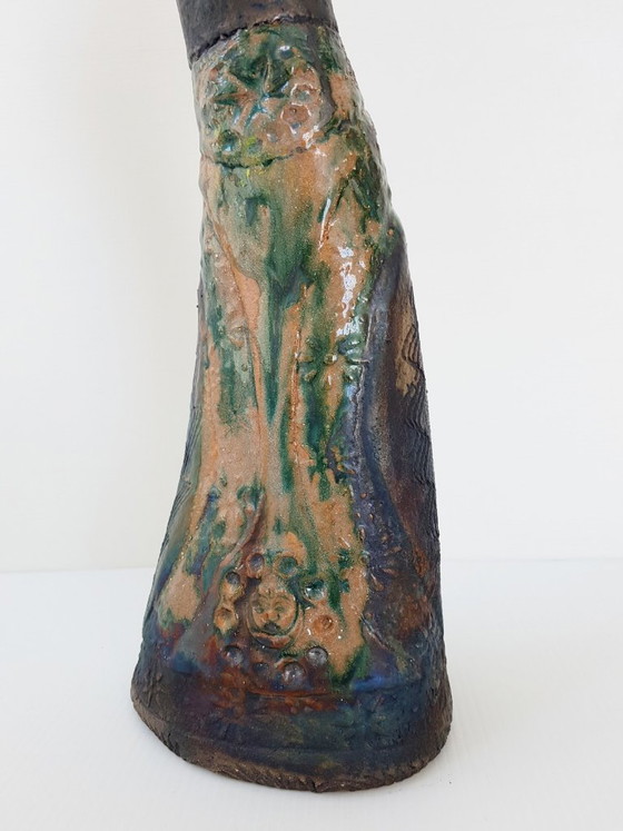 Image 1 of Violoniste Céramique Terre Cuite Ancien Vintage Signature à Déchiffrer 1950