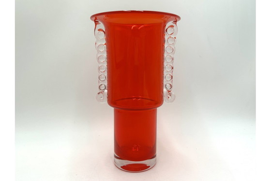 Image 1 of Vaso in vetro vintage rosso, vetreria Tarnów, Polonia, anni '70