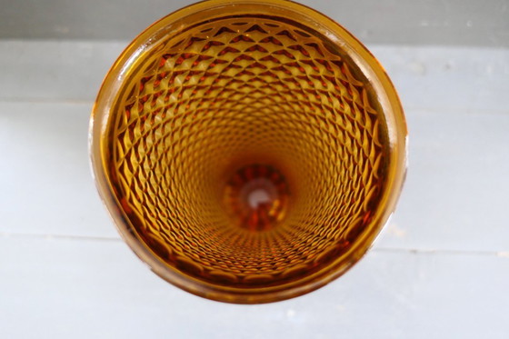Image 1 of Vintage amber persglas hobnail vaas