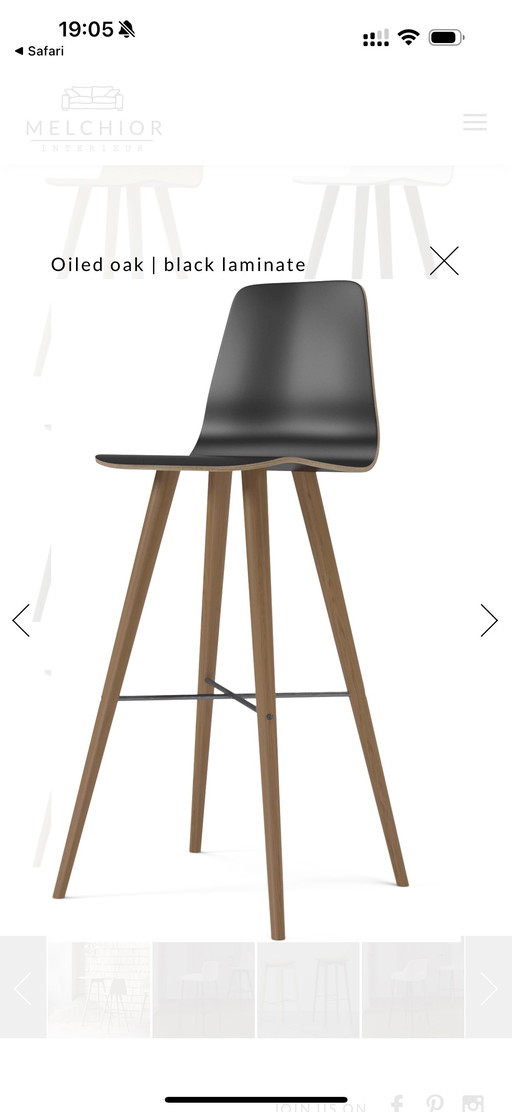 Bar stool 2 x Beaver Bolia oiled oak