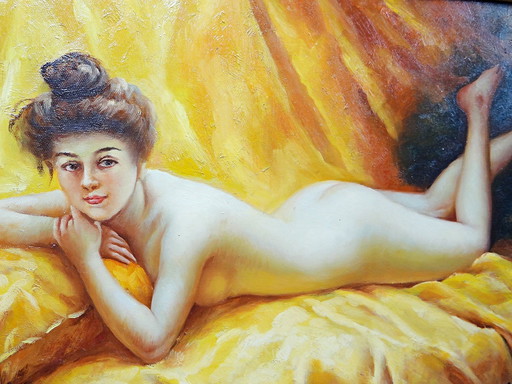 Tableau "Nu au coussin" "La paresseuse" d'après Daniel Hernández Morillo