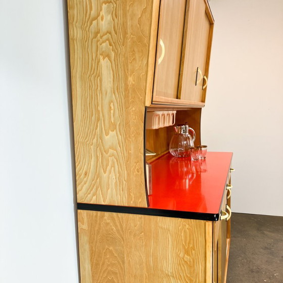 Image 1 of Kitchen buffet with red formica top by Baumann Möbel, oak, 1960s