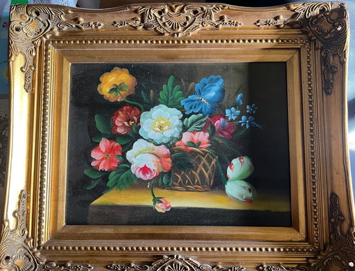 Antique oil painting Neundorf Still Life With Bouquet of Flowers, Painting