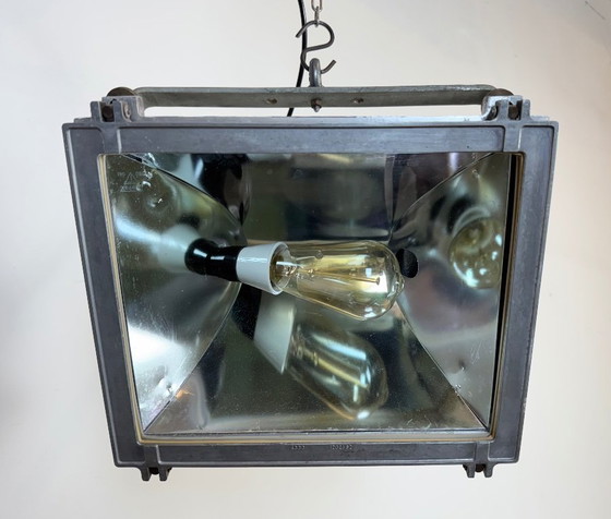 Image 1 of Faretto da teatro vintage grigio con copertura in vetro, anni '80