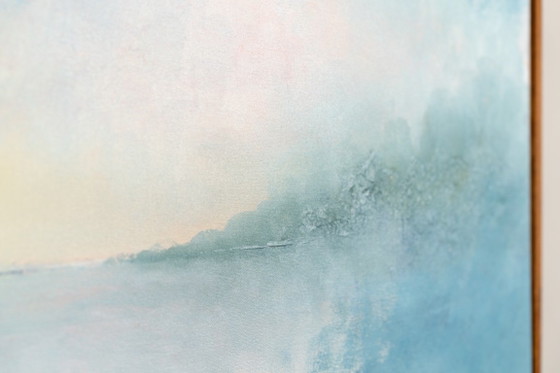 Large Original Framed Blue Abstract Landscape Painting, Textured Acrylic Canvas - The Crossing (photo 7 of 25)