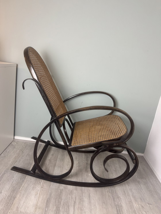 Image 1 of Thonet Style Rocking Chair with Rattan
