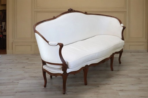 Sofá antiguo de nogal, Italia, finales del siglo XIX.
