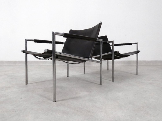 Set SZ 02 Poltrone by Martin Visser - Spectrum, Pelle, Cromo, Nero, Minimalisme (foto 2 di 15)