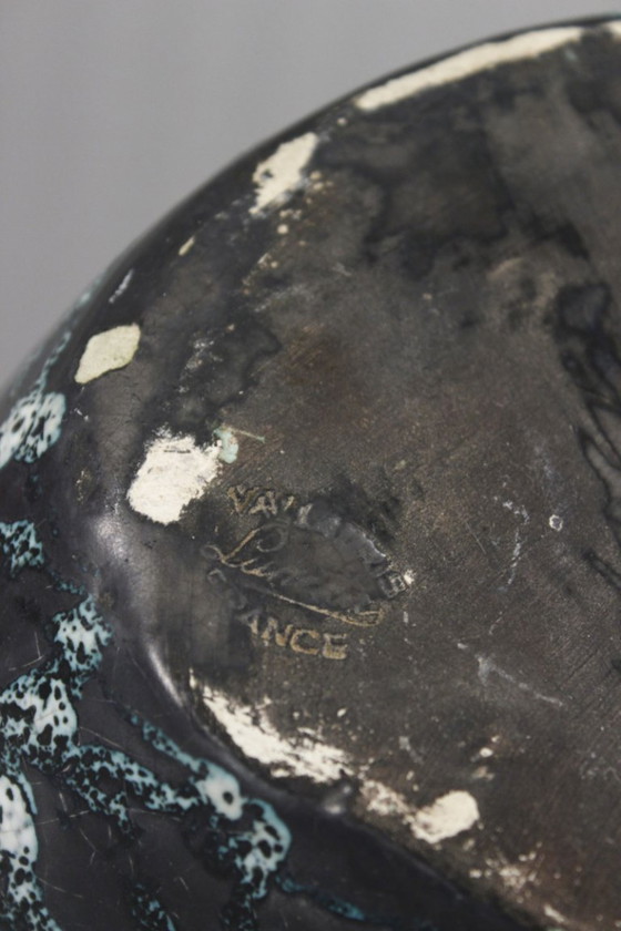 Image 1 of Sauveur Lunetta in Vallauris - Impressive flower frog forming entwined swans, 1950s