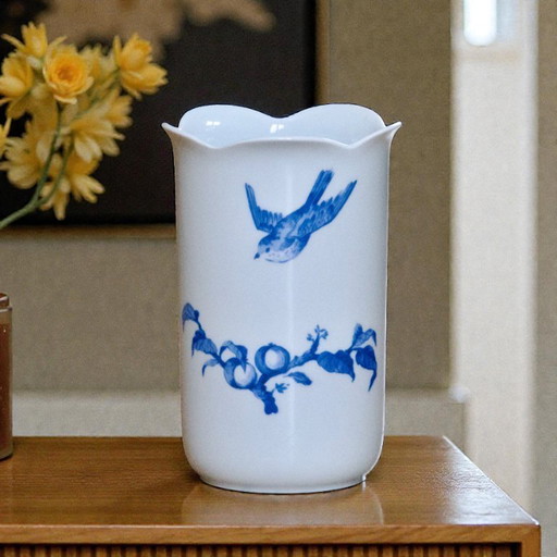 Royal Limoges porcelain vase with a blue bird