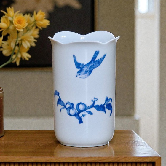Image 1 of Royal Limoges porcelain vase with a blue bird