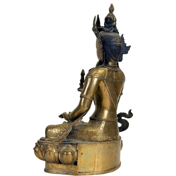 Esculturas monumentales tibetanas de Vajrasattva – Bronce dorado al fuego, influencia Newar y sello nepalí (photo 10 of 11)