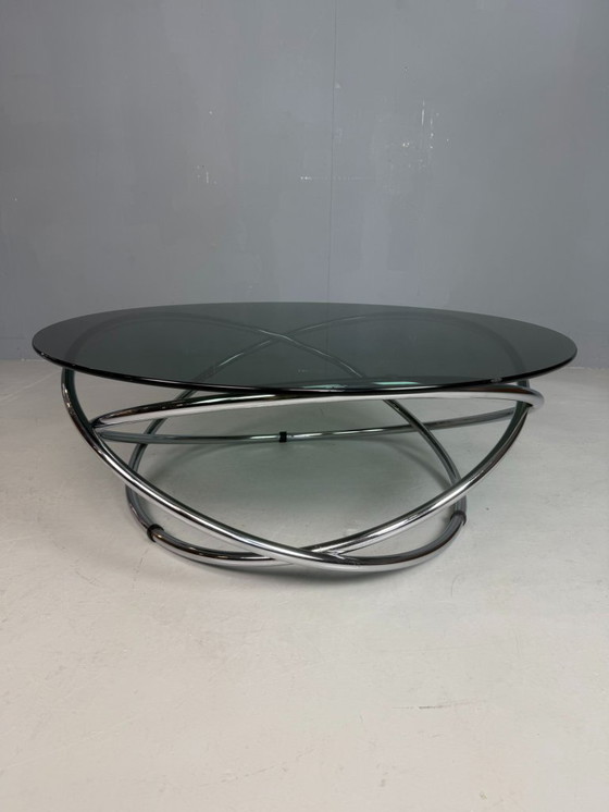 Image 1 of Koffietafel van Mac chroom en gerookt glas van Miniforms, Italië, jaren 70