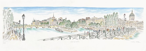 Marc AHR Le Pont des Arts à Paris Gesigneerde litho 2000