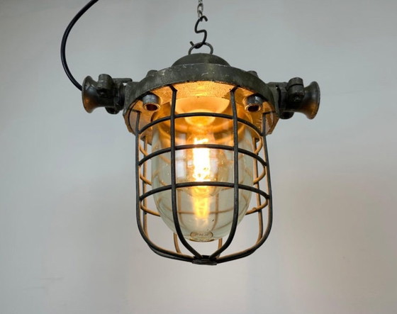 Image 1 of Industrial Cast Aluminium Cage Pendant Light, 1960s